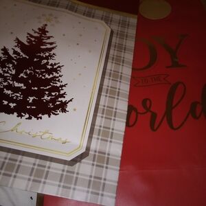 Joyful Holiday Red and Gold Gift Bag Set